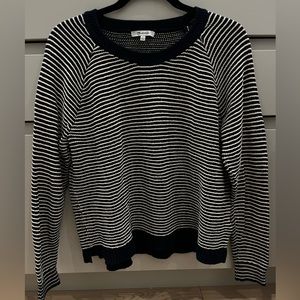 Madewell Navy and White Striped Knit Sweater - Large